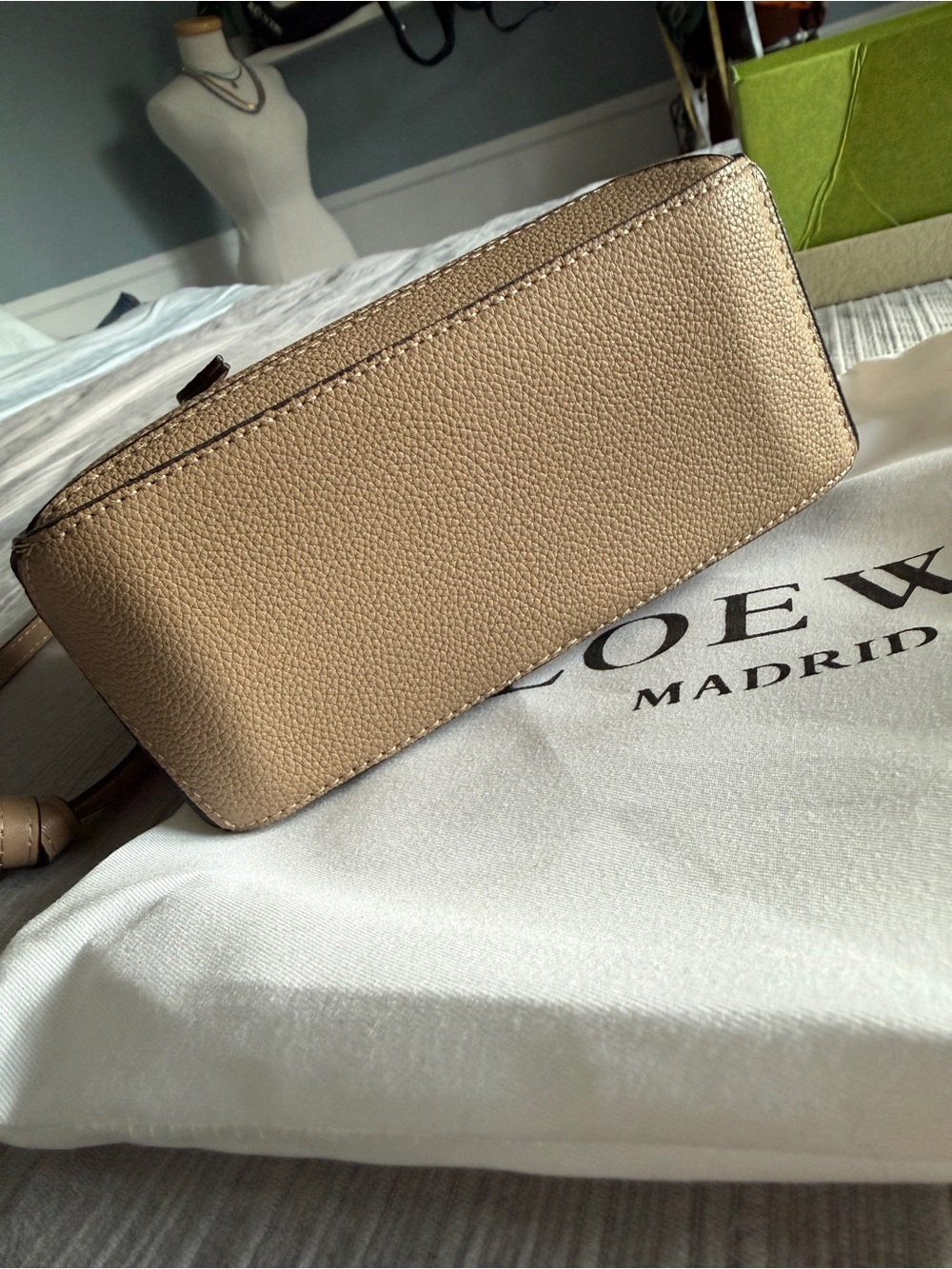 Taupe Geometric Leather Crossbody Bag / Puzzle Bag - Picture 4 of 13